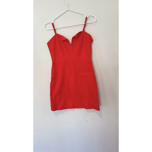 Lovers + Friends Wendy Linen Mini Dress Size Small Revolve Red Cocktail 1757 - Picture 4 of 12